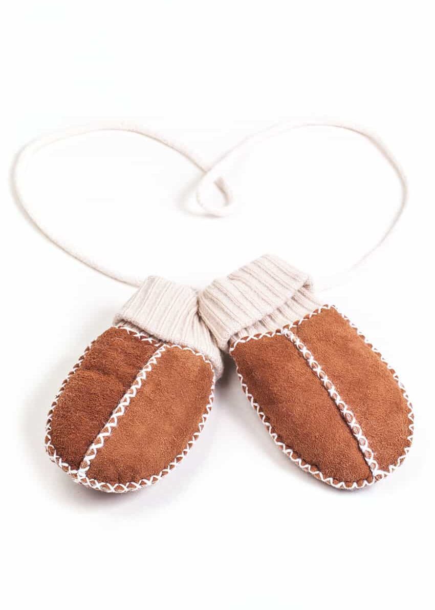 Babyfäustlinge, Lammfell, camel