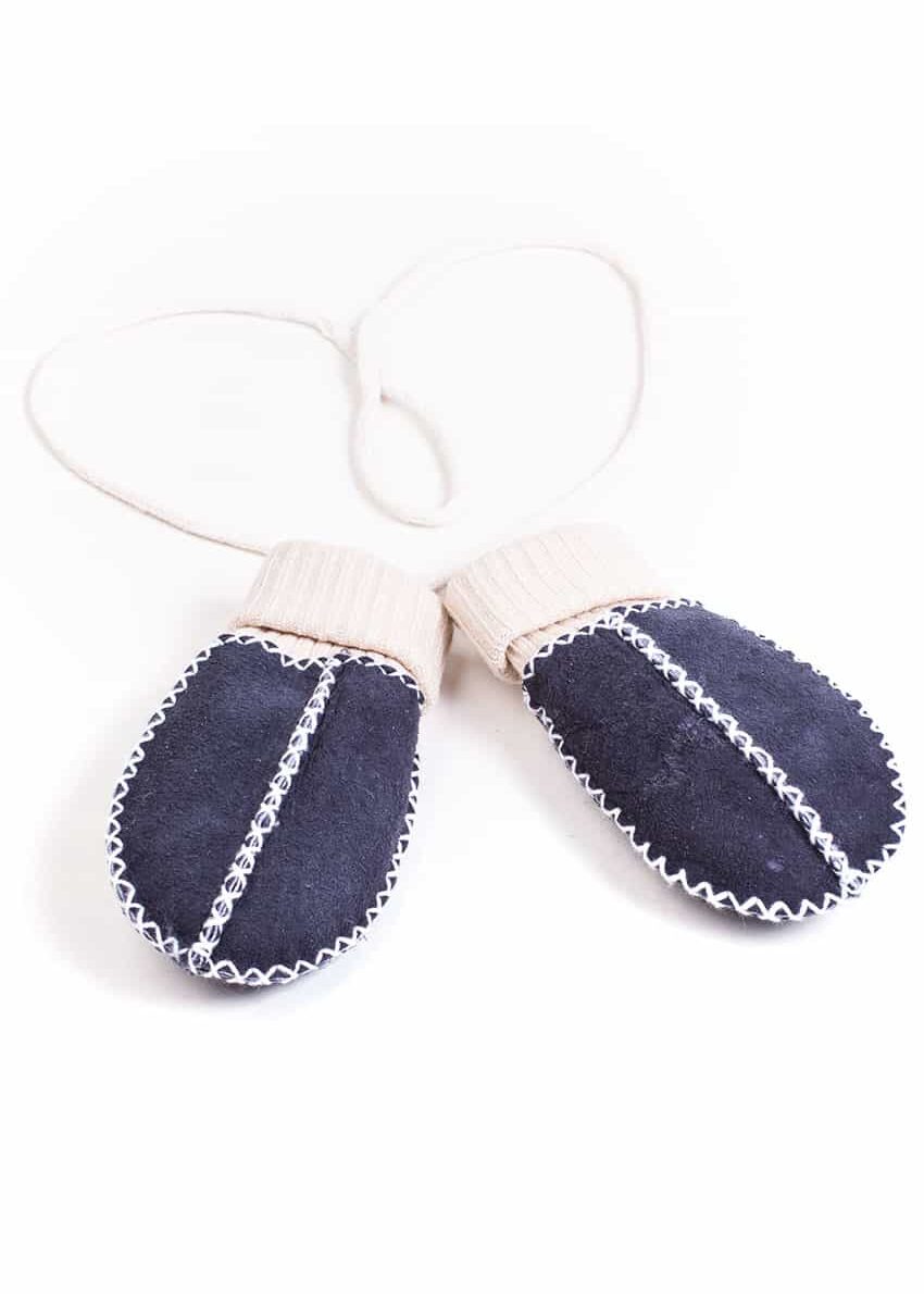 Babyfäustlinge, Lammfell, camel - blau-grau-anthrazit