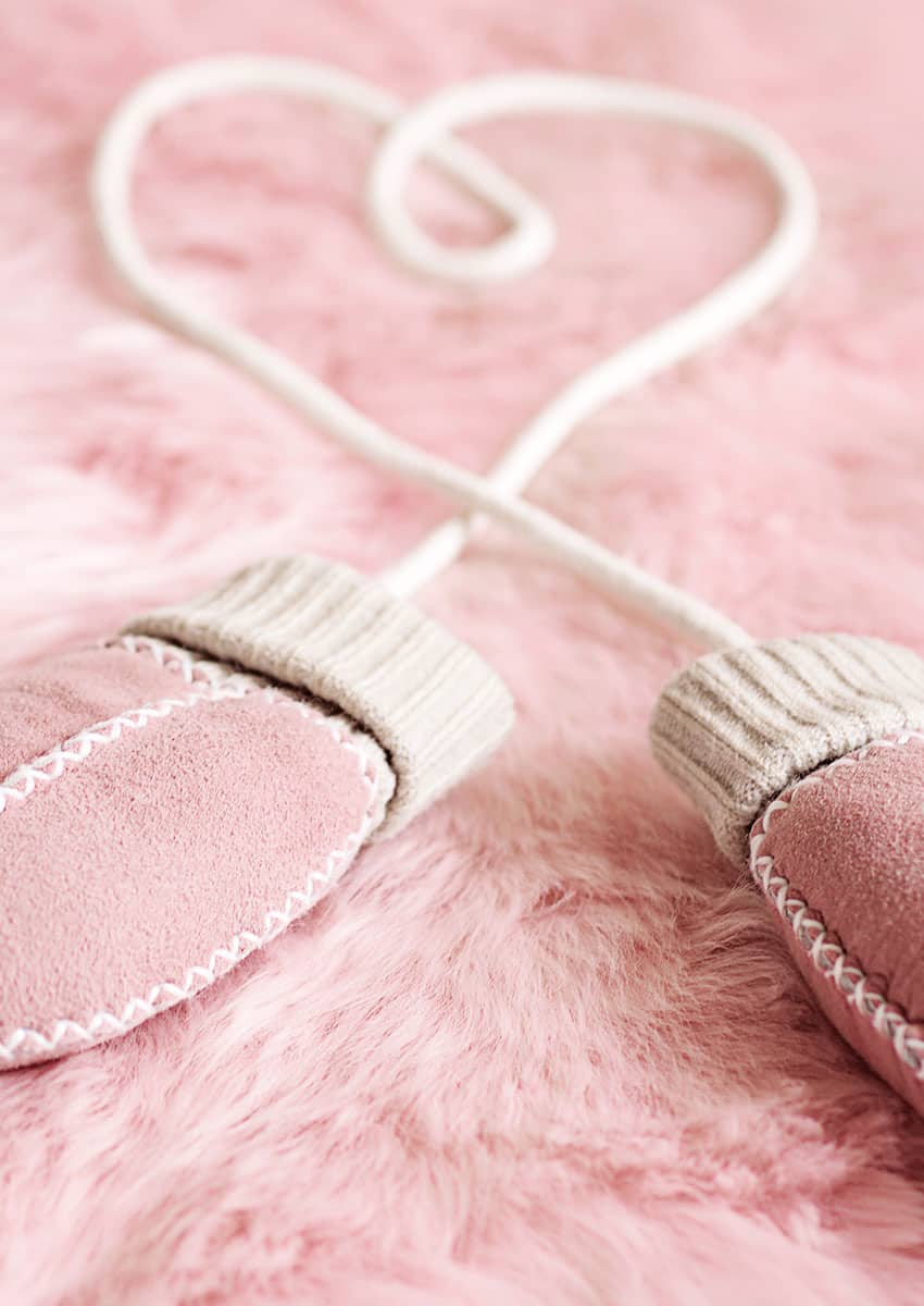 Babyfäustlinge, Lammfell, rosa – Bild 2