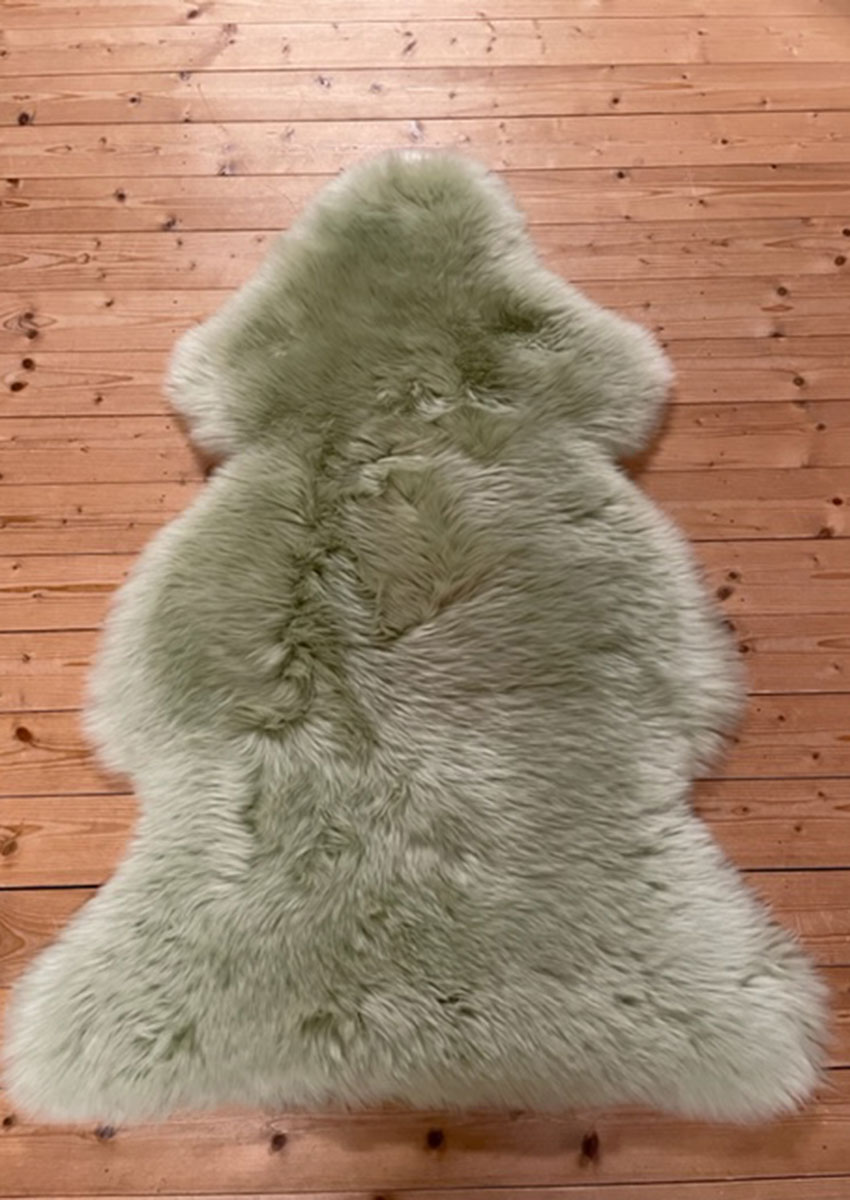 Lammfell bunt, lindgrün – Bild 3