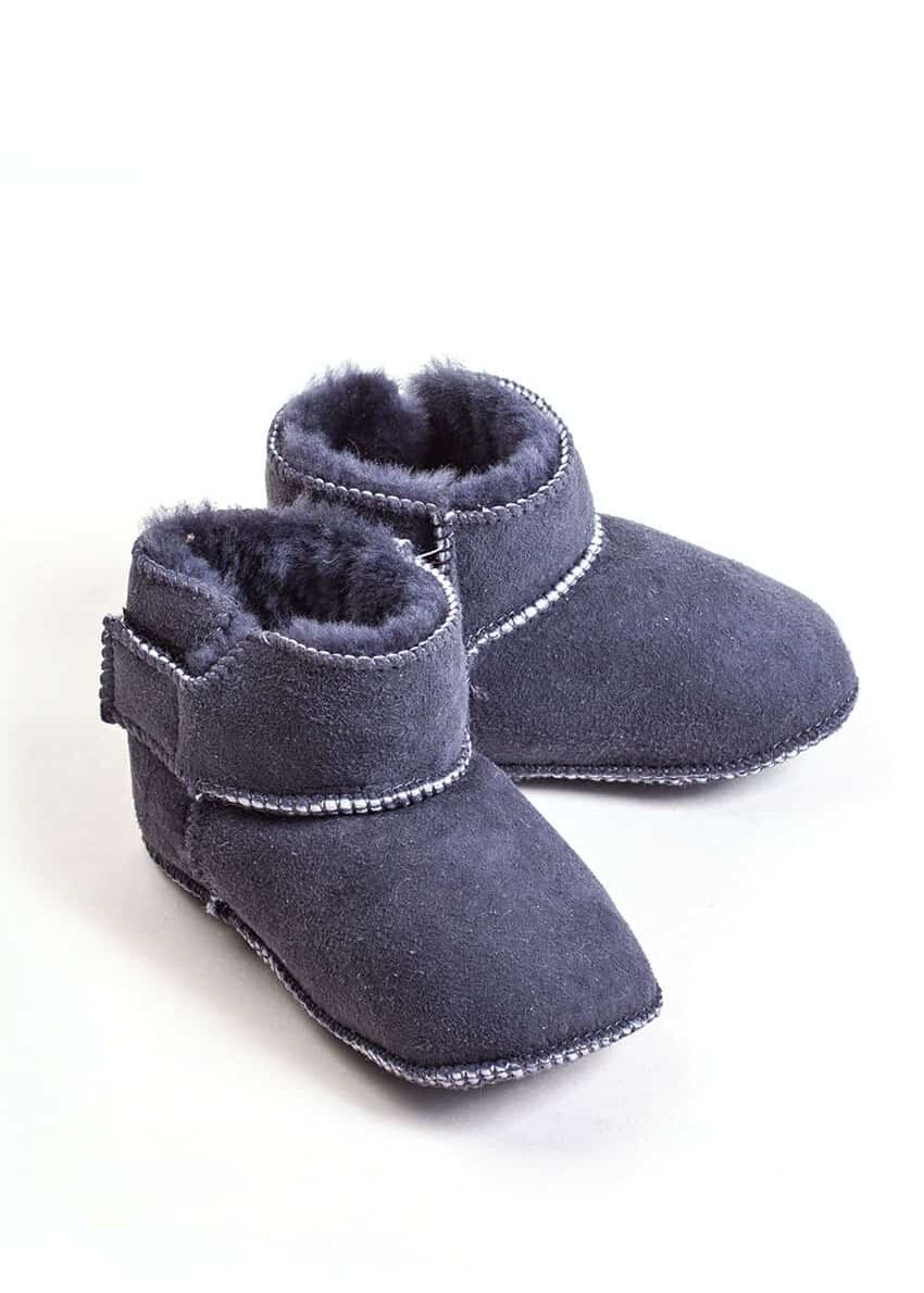 Baby Lammfellbootie, Dunkelgrau-blau Anthrazit