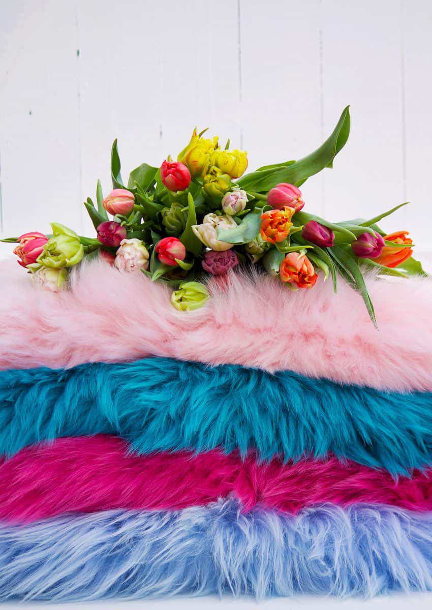 Lammfell bunt, lindgrün – Bild 10