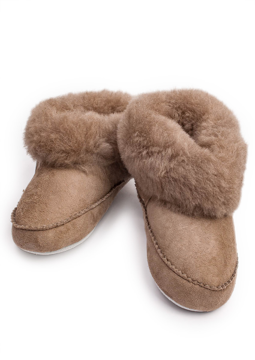 Kinderhausschuh Lammfell "Pitea", stone