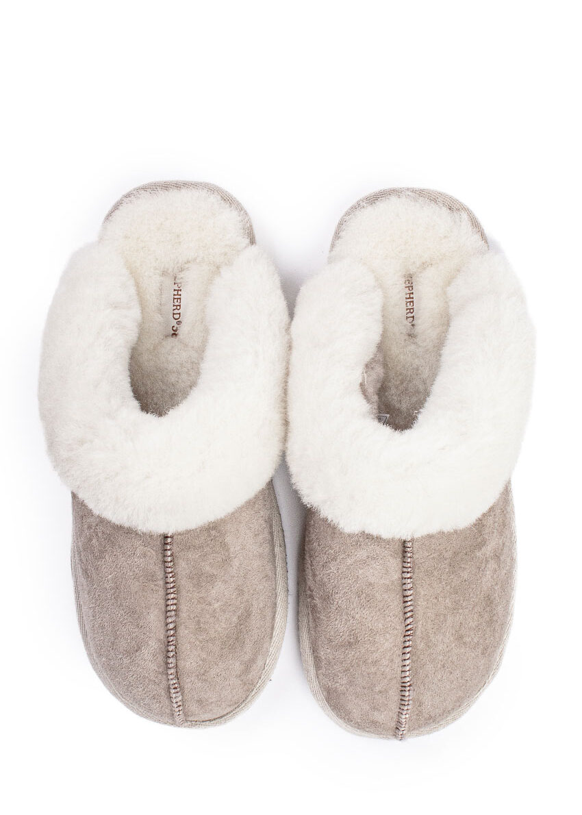 Lammfell-Pantoffel "Jessica", Stone white