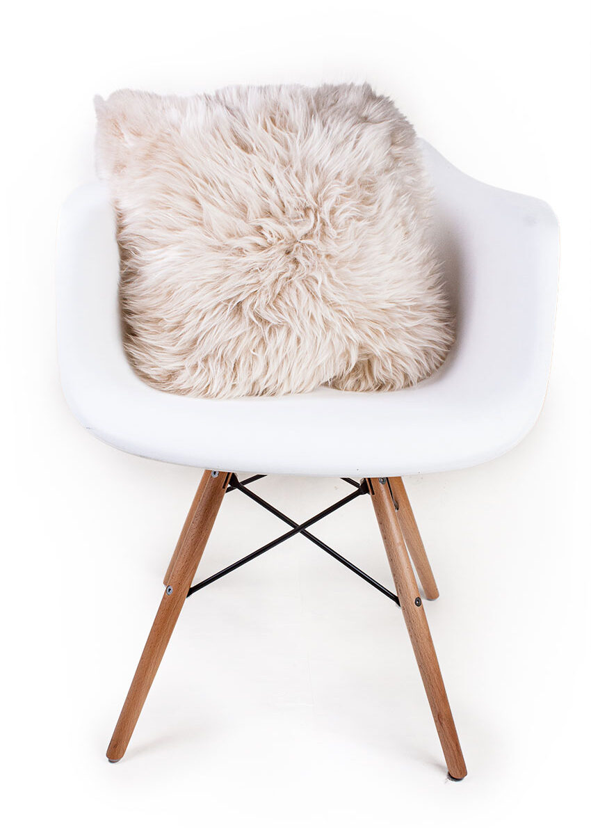 Lammfell-Kissen, leinen