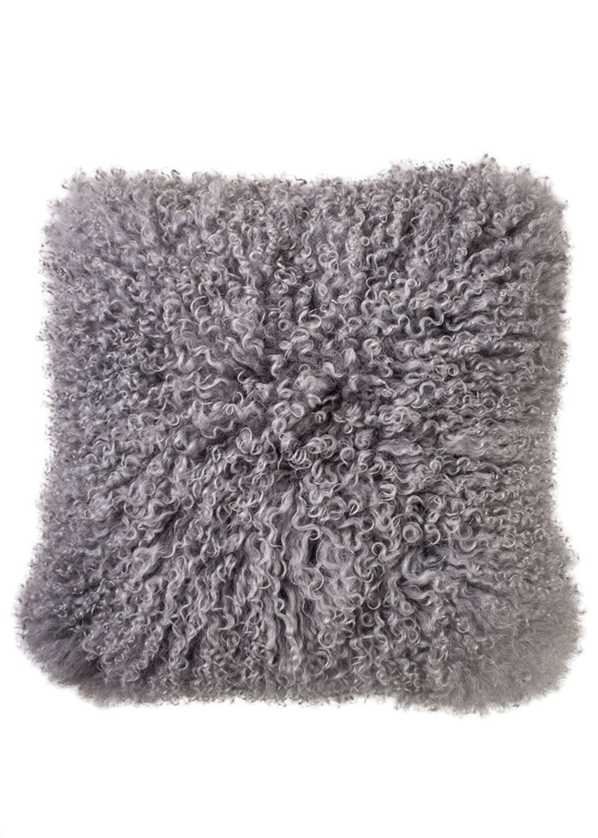 Tibet-Lammfell-Kissen, grau