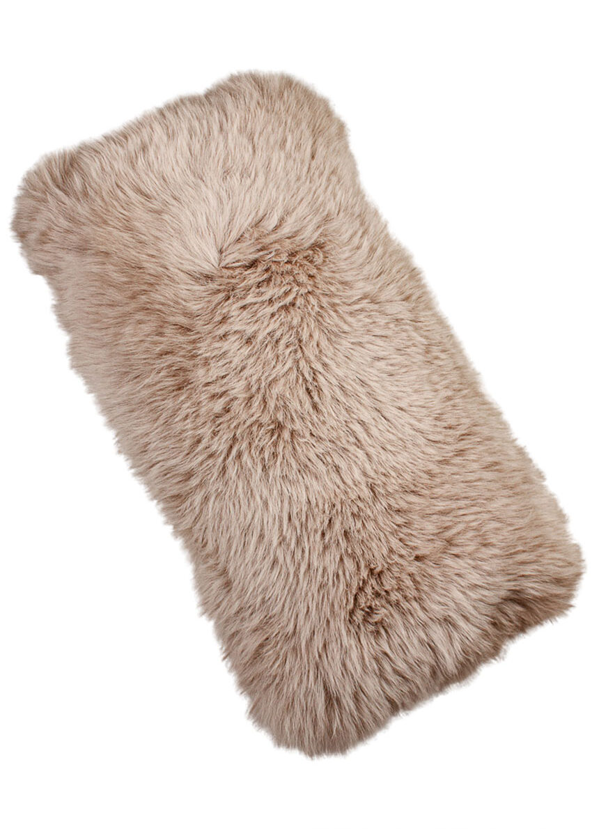 Lammfellkissen lang, dunkeltaupe