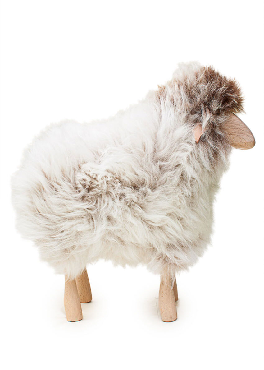 Holzlamm mit Natur-Lammfell, hell