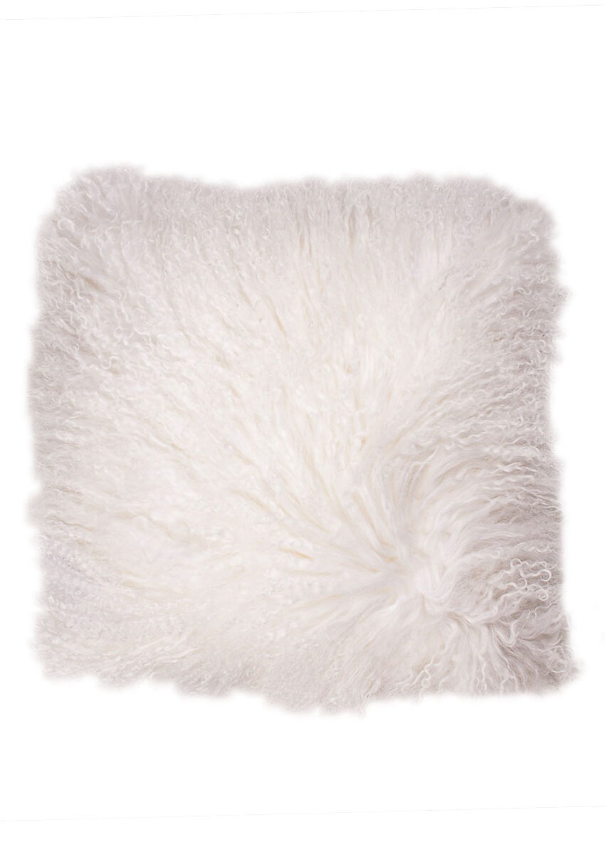Premium Tibet-Lammfell-Kissen, weiß
