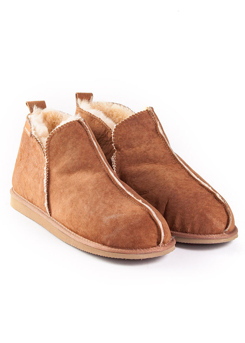 Lammfell-Hausschuh "Anton" antique cognac