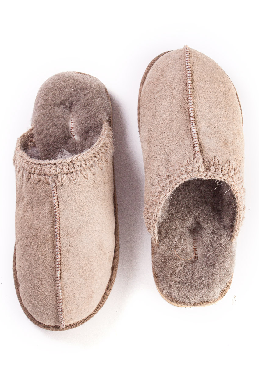 Lammfell-Pantoffel "Celine", Stone, Shepherd®