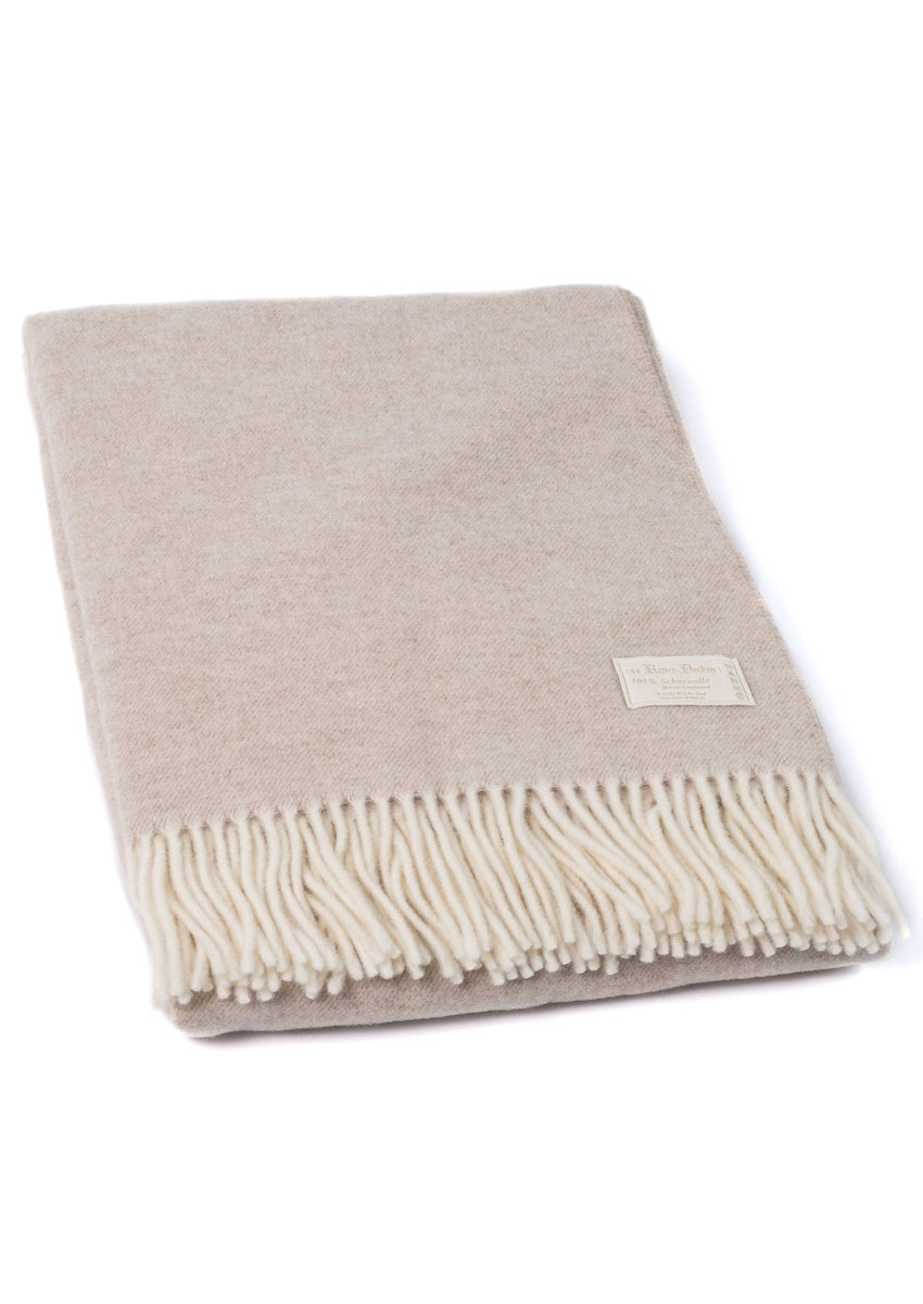 Ritter DeckenĀ® Schurwoll-Plaid "Catania", Creme meliert mit Fransen