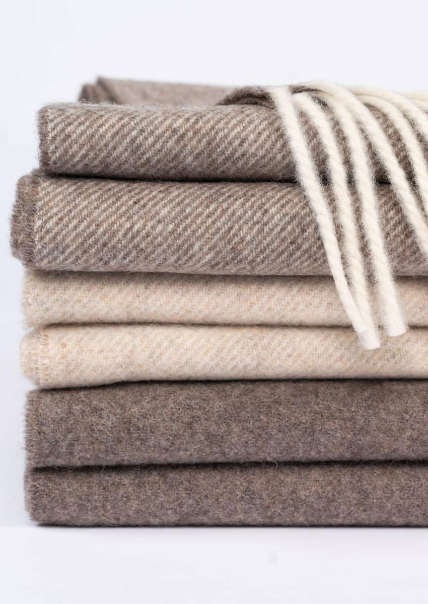 Ritter DeckenĀ® Schurwoll-Plaid "Catania", Creme meliert mit Fransen ā Bild 2