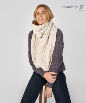 A658 Merino Aran Scarf in Silver Marl (4)