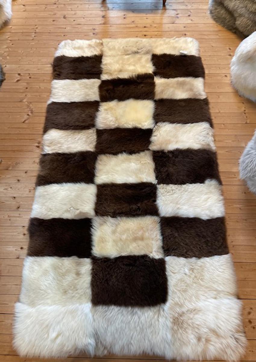 Schaffell-Teppich "Unikat"22-3-131, Schachbrett – Bild 7
