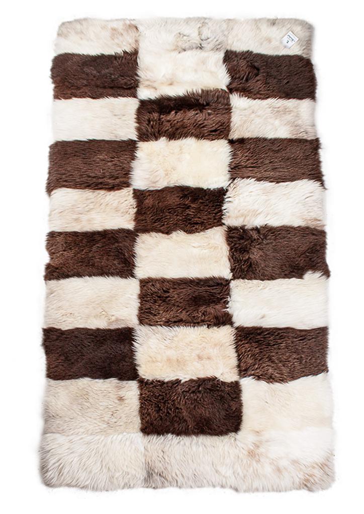 Schaffell-Teppich "Unikat"22-3-131, Schachbrett