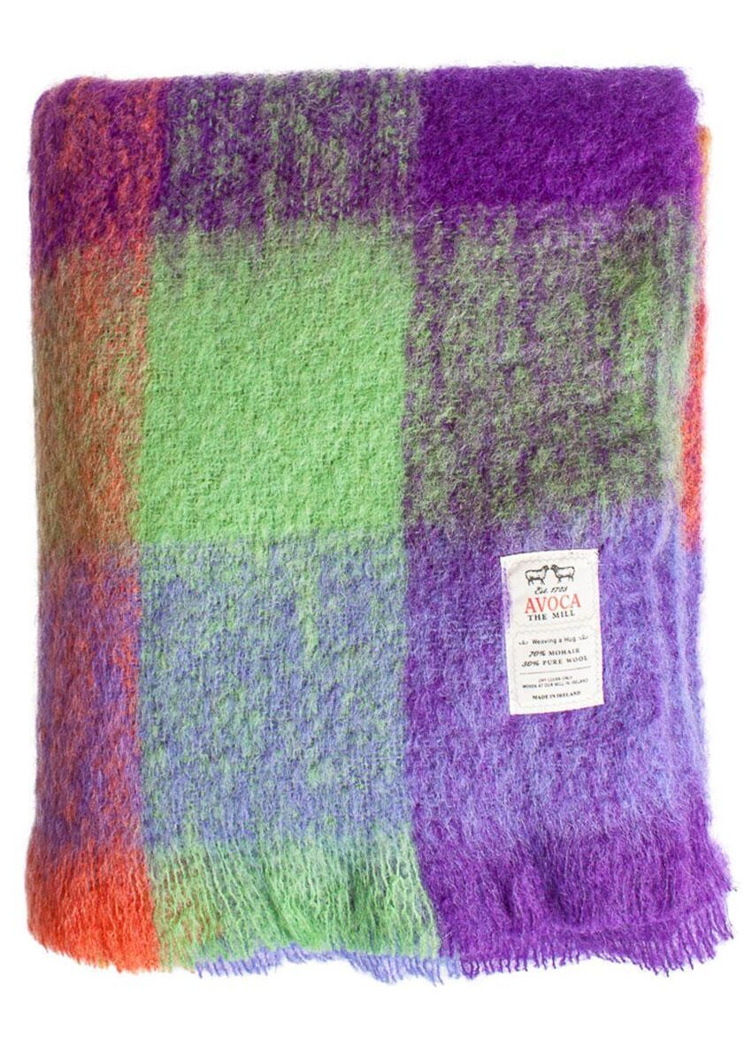 Avoca® Mohair Decke "M212", Grün Lila Orange