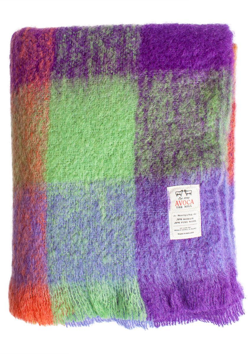 Avoca® Mohair Decke "M212", Grün Lila Orange