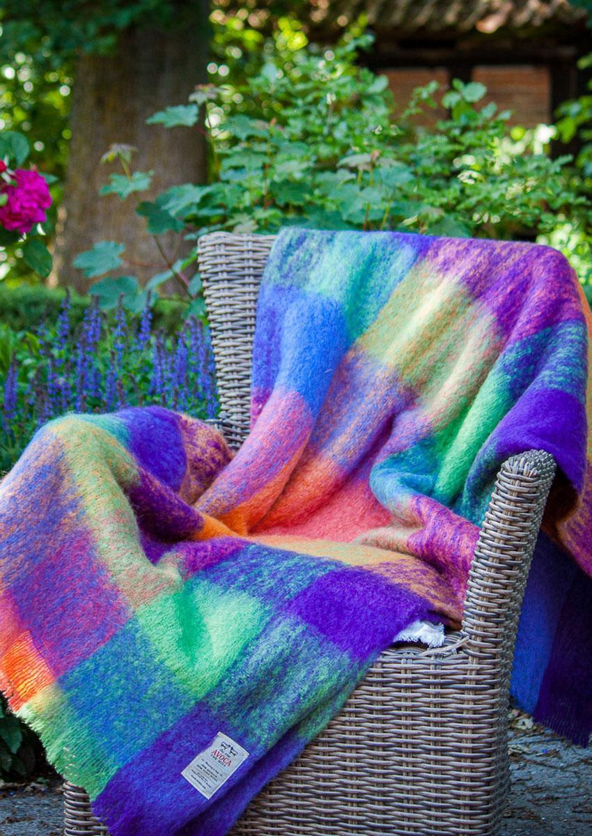 Avoca® Mohair Decke "M212", Grün Lila Orange – Bild 6