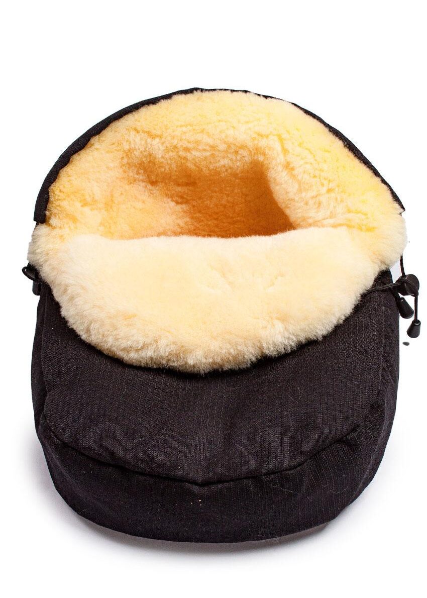 Fußwärmer, medizinisches Lammfell, schwarz