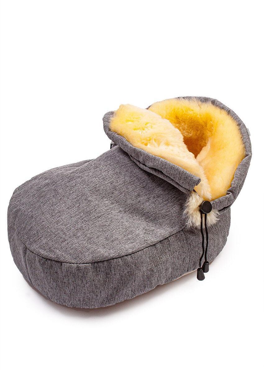 Fußwärmer, medizinisches Lammfell, grau-meliert