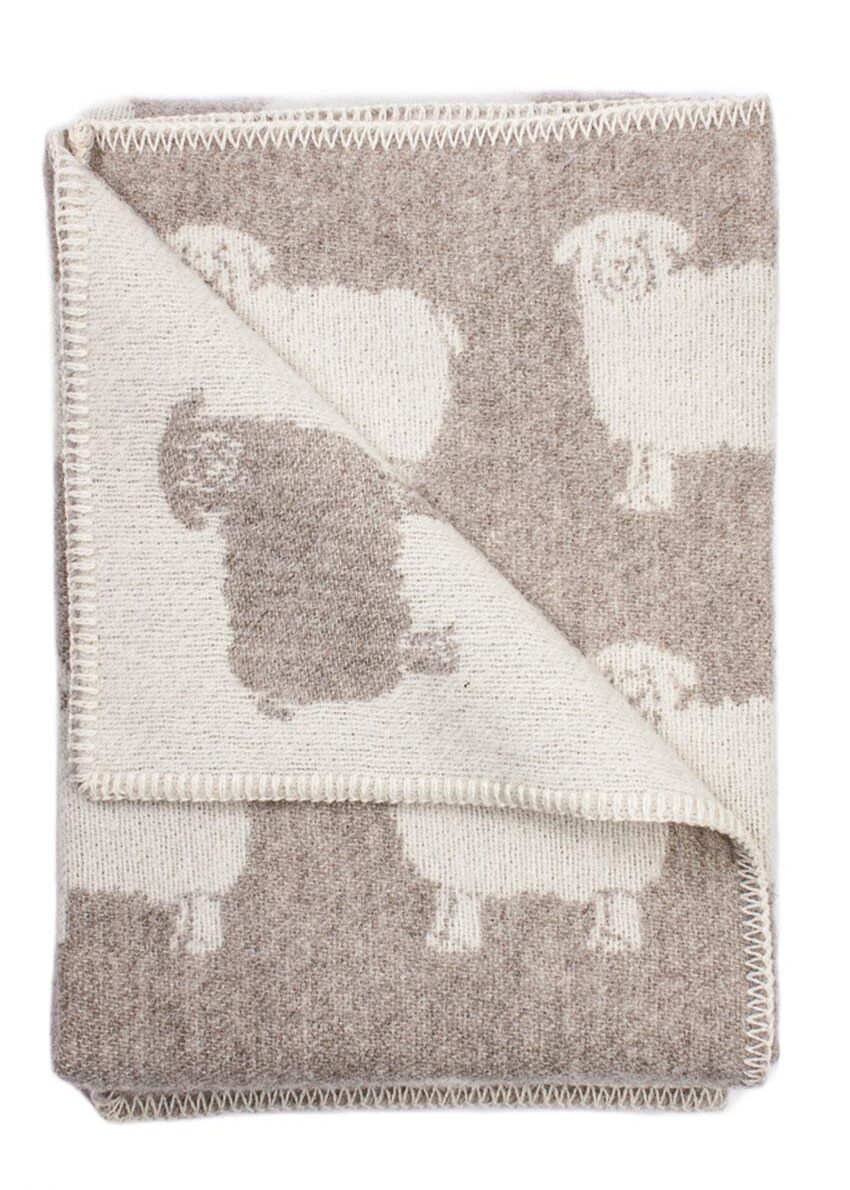 Baby und Kinder-Wolldecke "Lämmchen", taupe