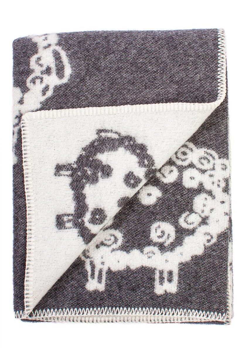 Kinder-Wolldecke "Schaf", dunkelgrau