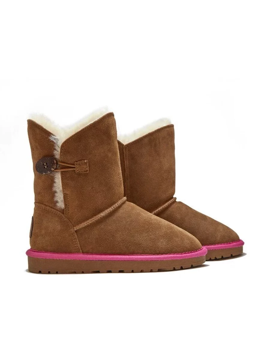 Lammfell-Boots "Lara" chesnut pink