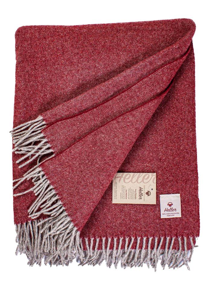 Wolldecke "Davos" 100% Merinowolle Fransen, rot