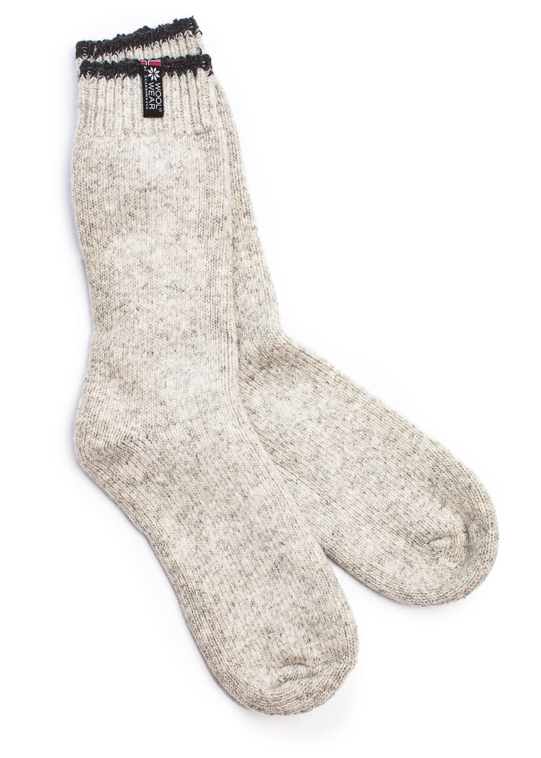 Norwegische Eskimo-Wollsocken, natur/meliert