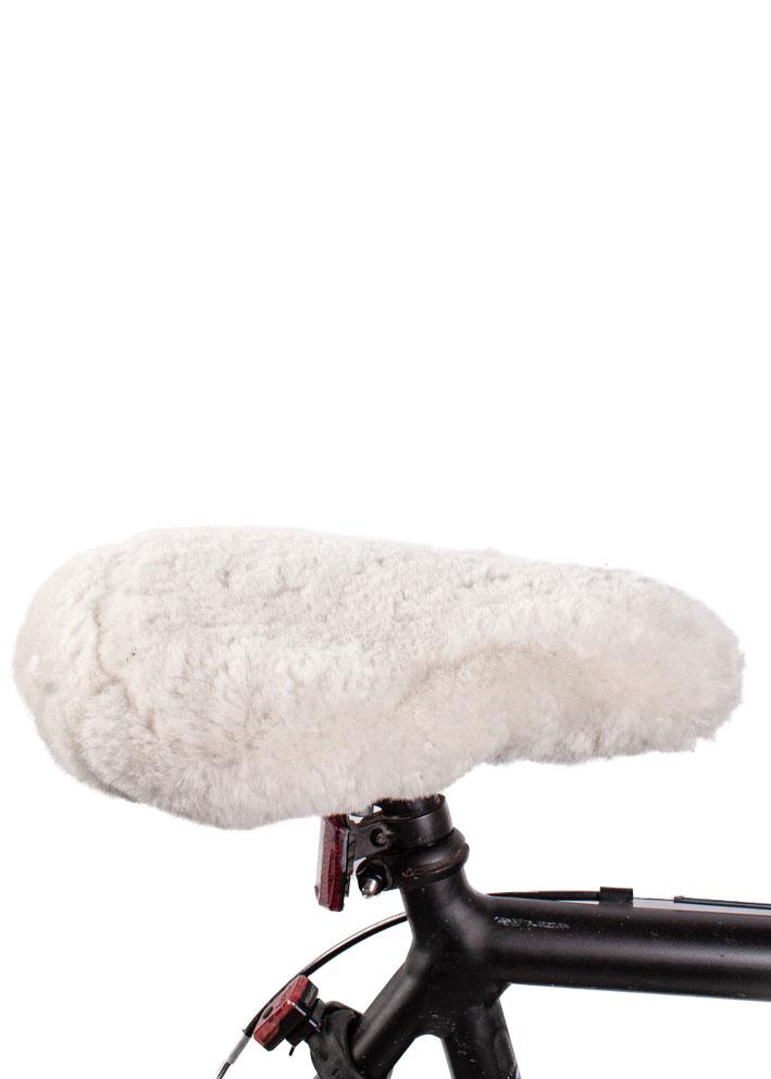 Fahrradsattelbezug aus Lammfell, beige