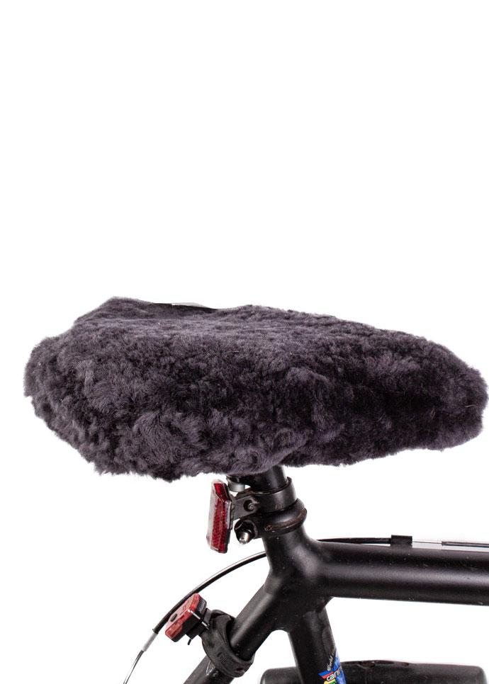 Fahrradsattelbezug aus Lammfell, anthrazit