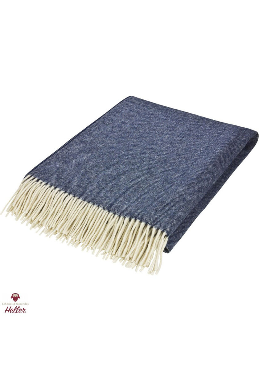 Wolldecke "Melk" 100% Merinowolle, blau
