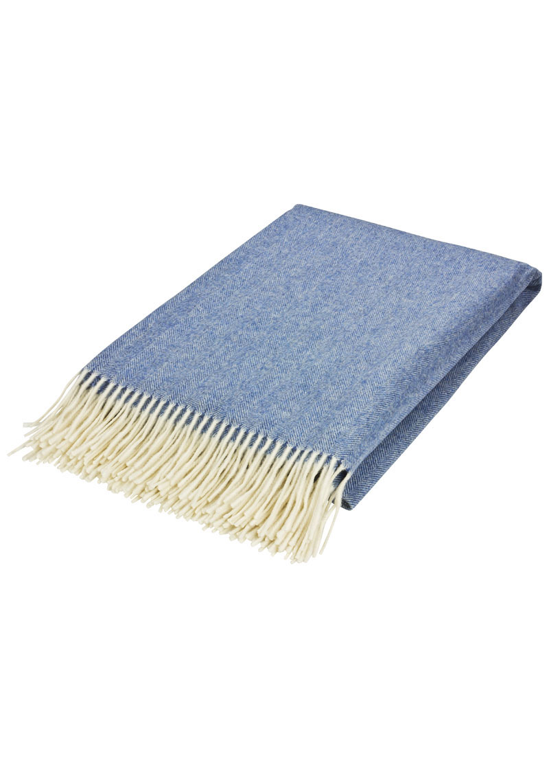 Wolldecke "Melk" 100% Merinowolle, himmelblau
