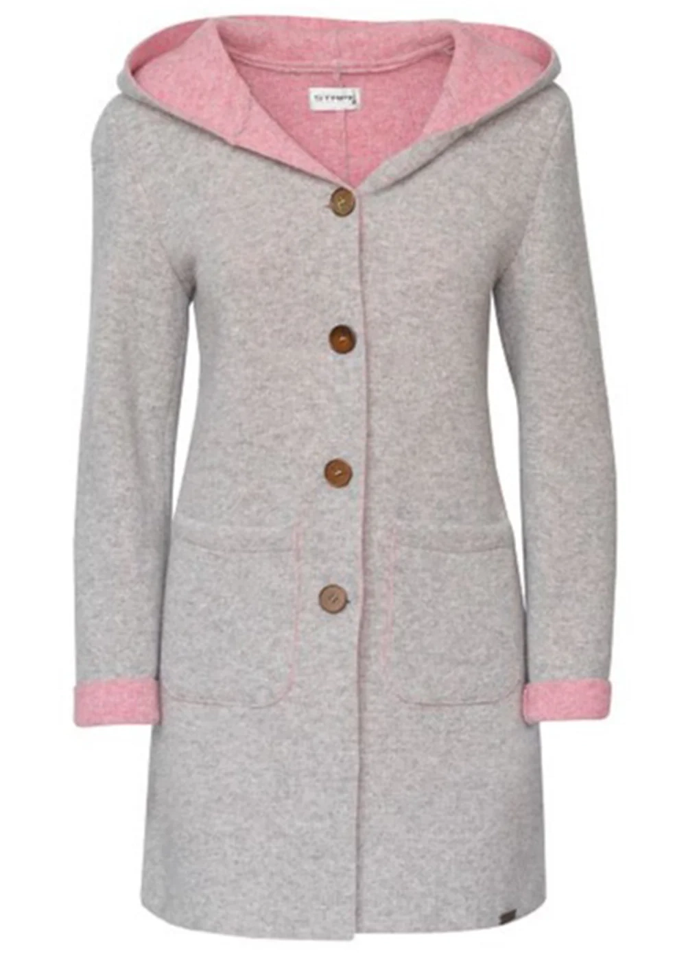 Damen Strickmantel "Alina", Kiesel/Kamelie