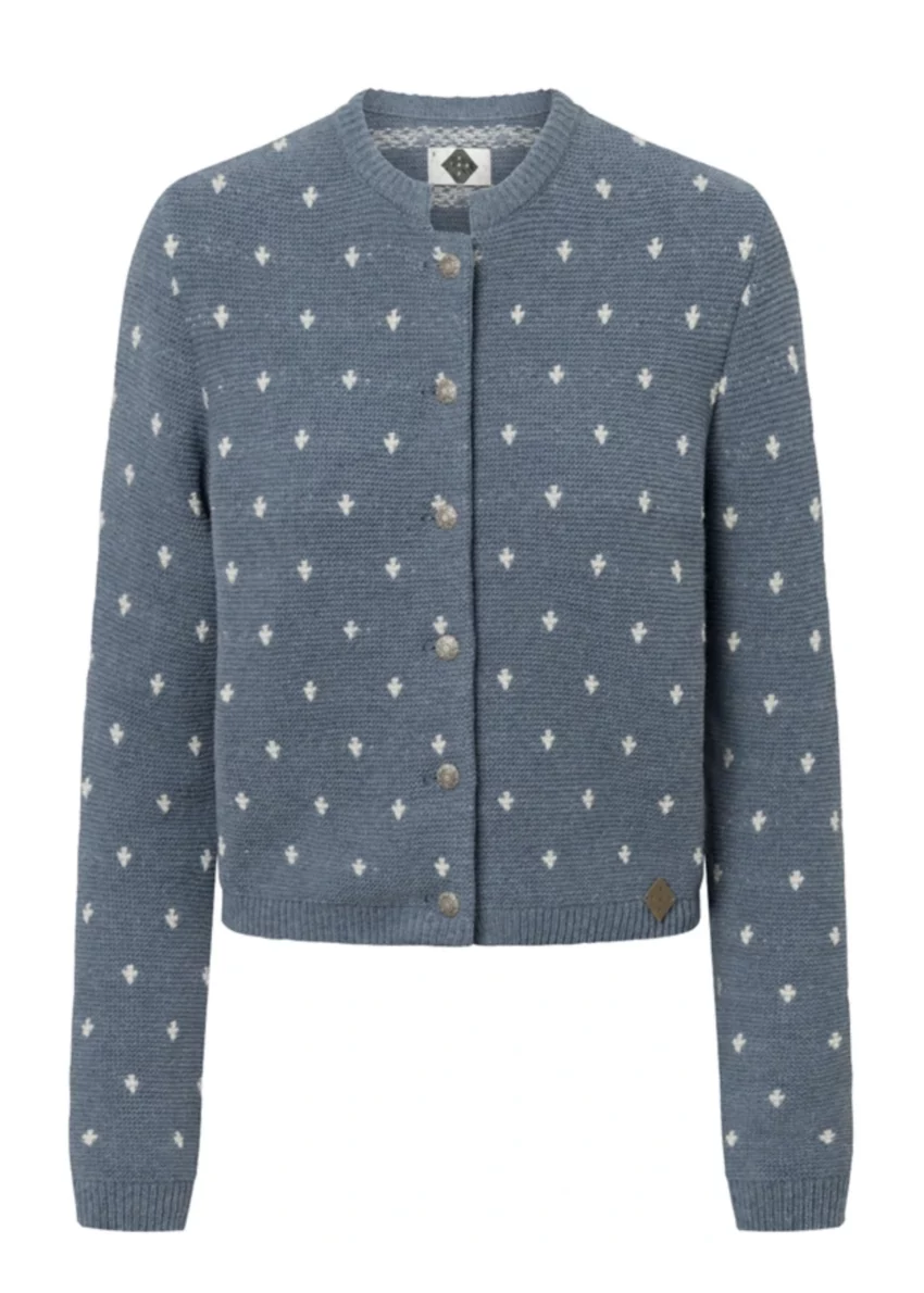 Stapf Strickjacke "Doreen", rauchblau/ecru