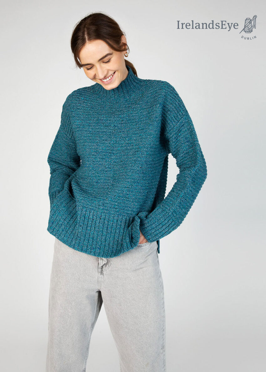 Iris Funnel Neck Sweater von Irlandseye®,  Aquamarine