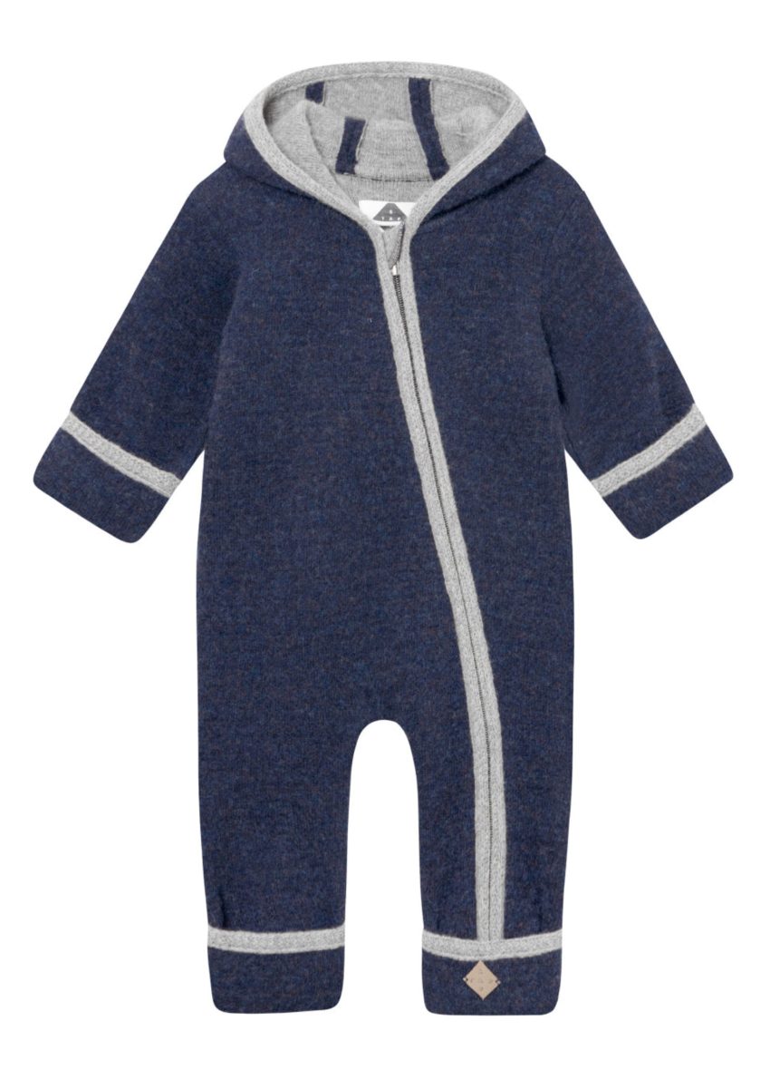 "Donnerstein" Lambswool-Baby Strampler, mitternacht
