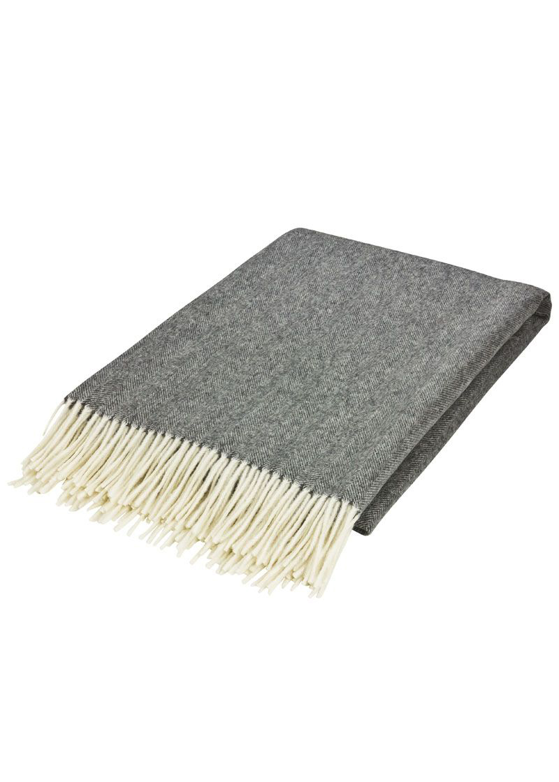 Wolldecke "Melk" 100% Merinowolle, grau